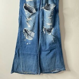 One Teaspoon Distressed Low-Rise Bellbottoms
